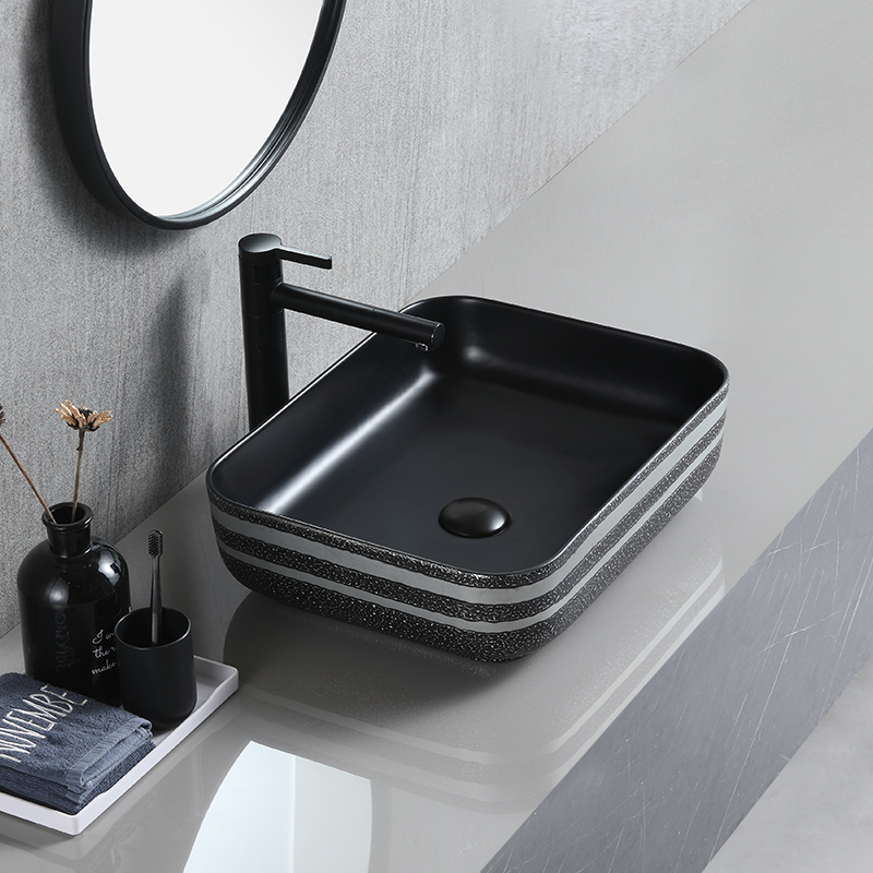 Elegant sink lavabo salle de bain ceramic matte decorated hotel lavavos art basins