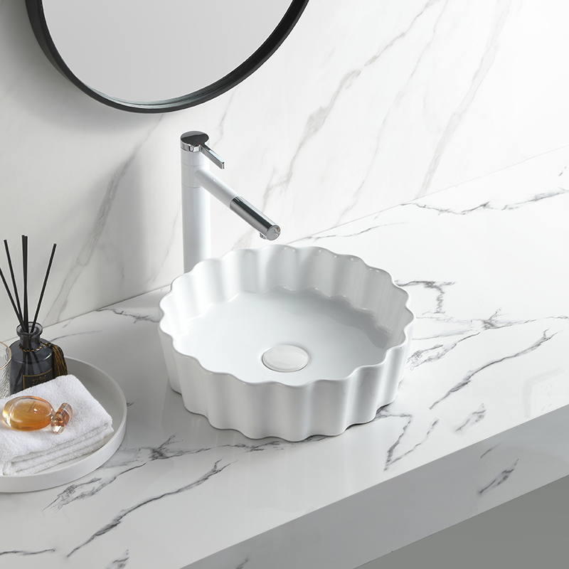 White ceramic basin wired wash basin table top bad waschbecken modern irregular counter basin
