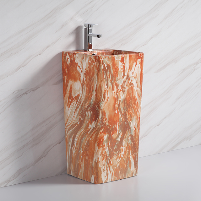 Hot Sales Handmade Pedestal Bathroom Sinks Ceramic Indoor Freestanding Basin