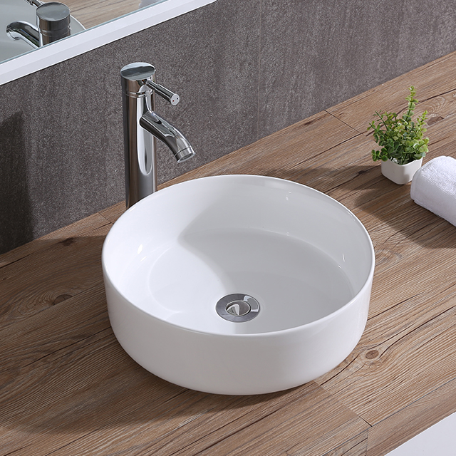 Factory Sales Bathroom Ceramic Sink White Art Basin Round Countertop Wash Basin