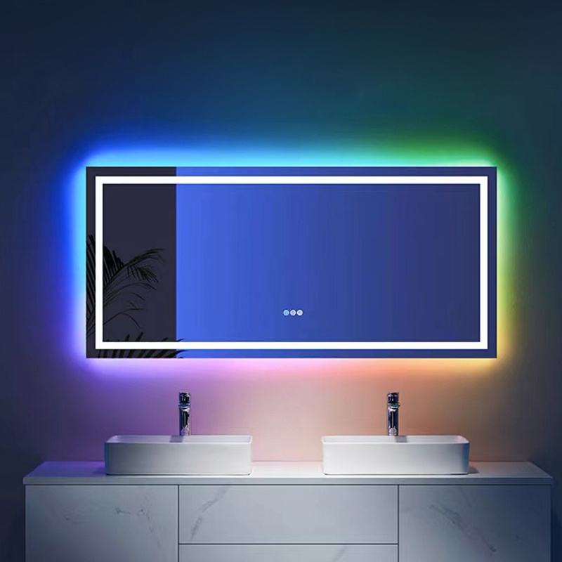 Rectangle Backlit Bluetooth Music Changing Bathroom Smart Mirror