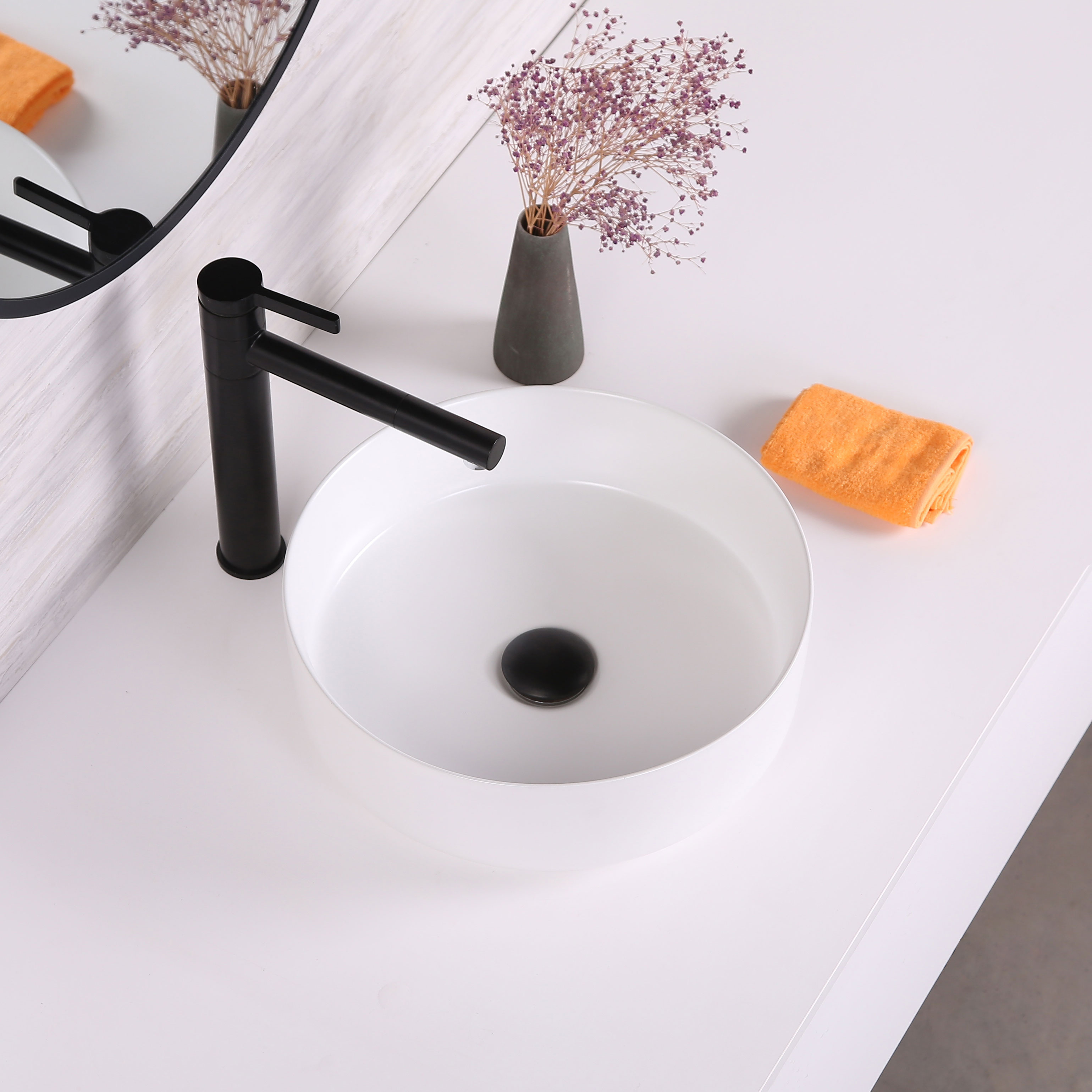 Ceramic Color Wash Basin White Glossy Bathroom Vanity Countertop Sink