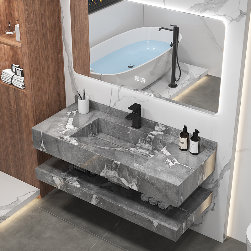 Double Layer Artificial Stone Integrated Bathroom Sink