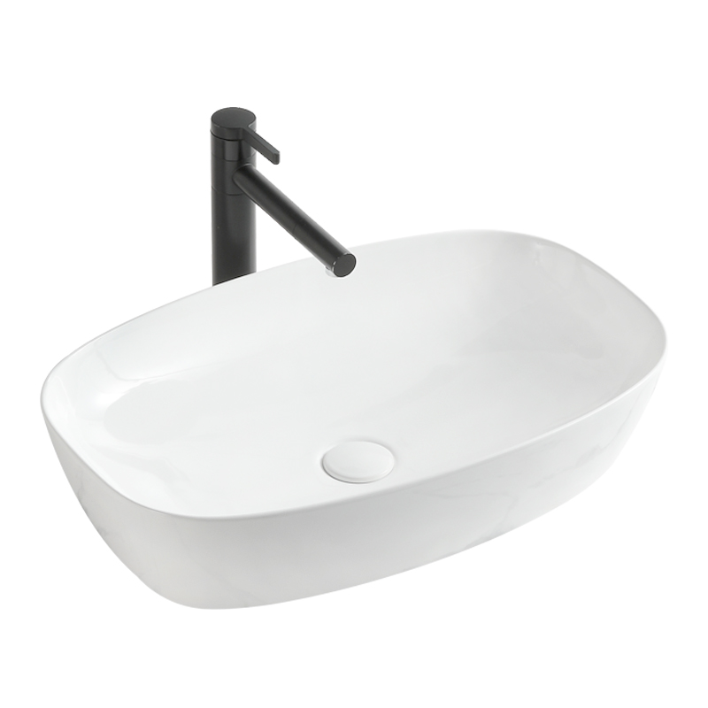 Modern Hotel Countertop Wash Basin Sink Ceramic Rectangular Vanities Bathroom Basin