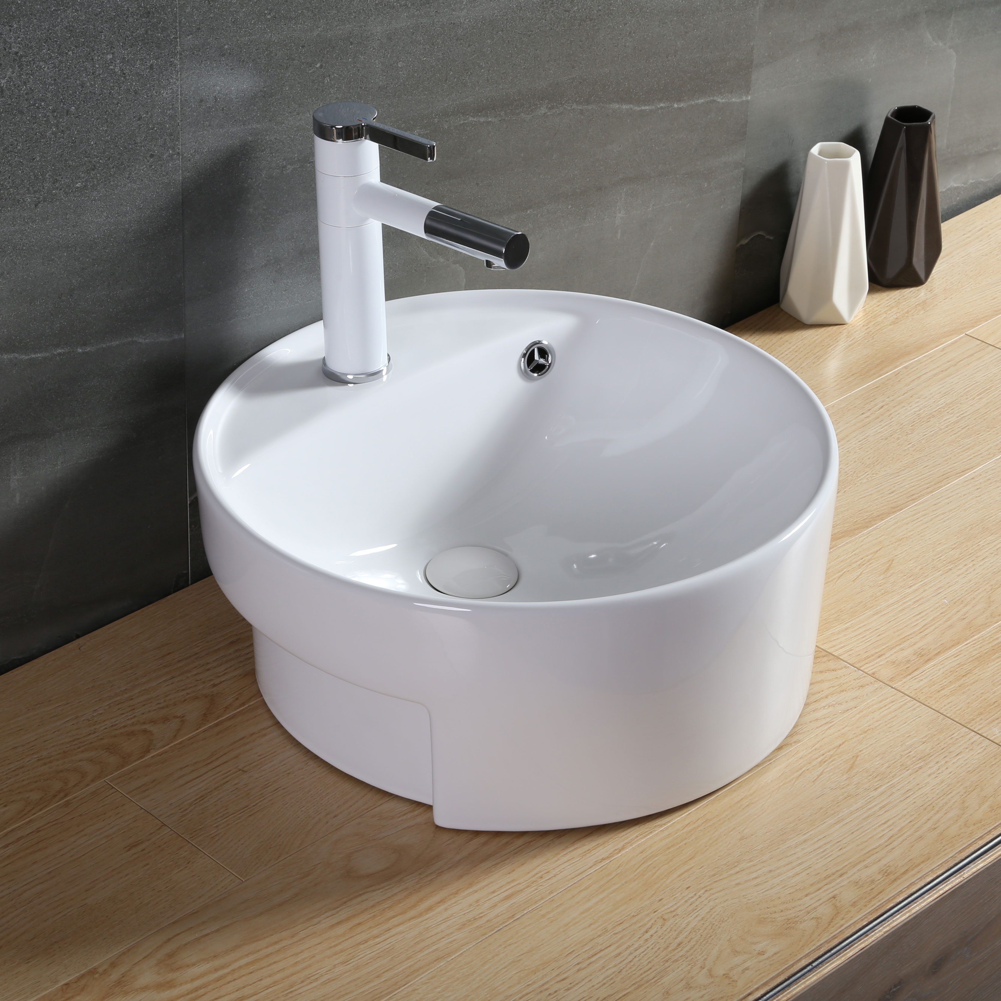 Lavabo Embedded Wash Basin Bathroom White Oval Ceramic Semi Pedistal Basin