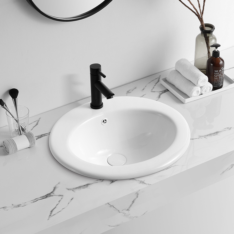 Modern Oval Bathroom Vanity Cabinet Basin 20 Inch Ceramic Drop In Wash Basin Sink