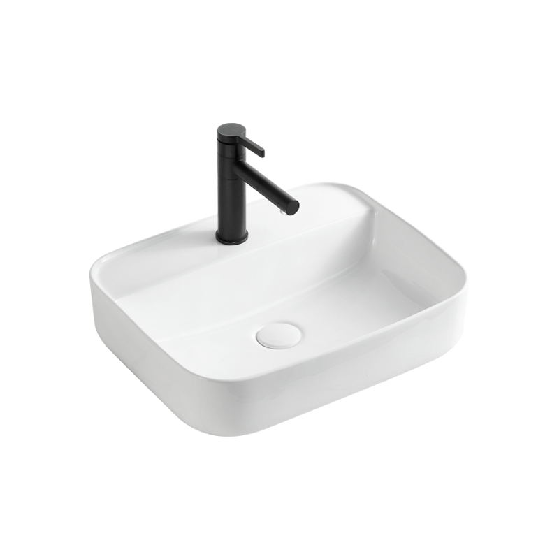 Good Selling Modern Square Table Top Wash Basin Bathroom Countertop Ceramic Vessel Sink Vasque Blanc