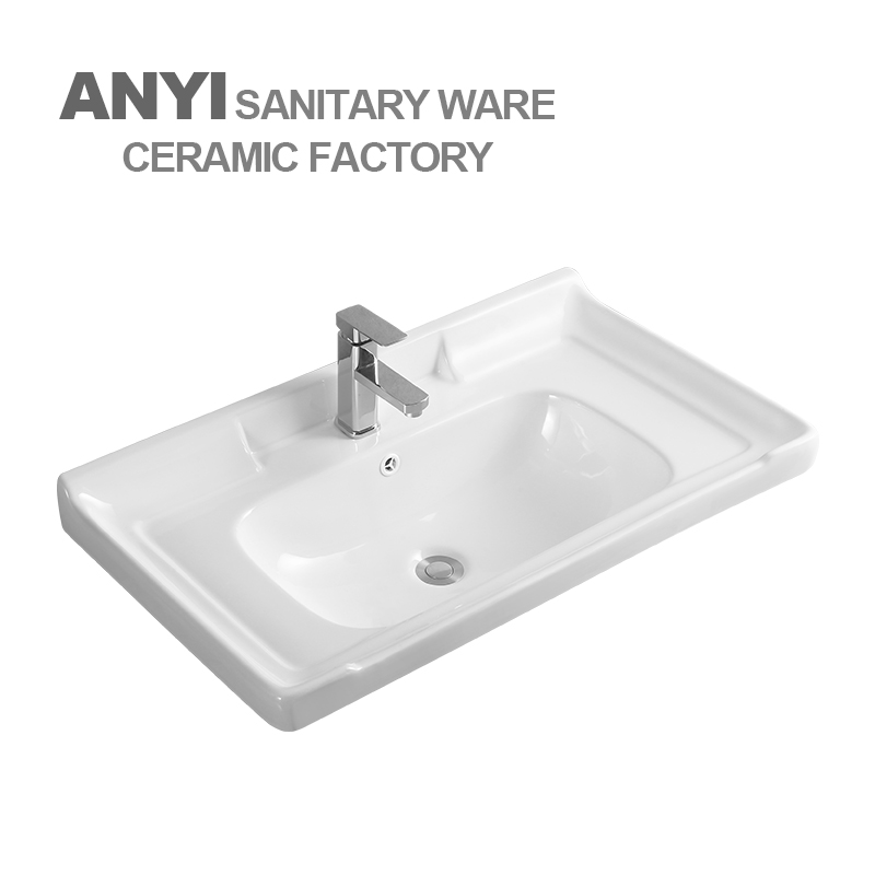 Factory Wholesale Ceramic Sink Bathroom Vanity Cabinets Rectangle Cabinet Wash Basin