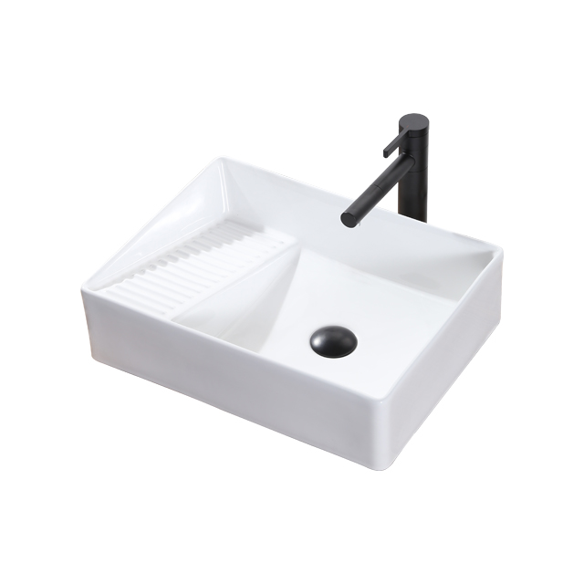 Laundry Cabinet Square Porcelain Clothes Wash tub Freestanding Wash Basin Vessel Sink