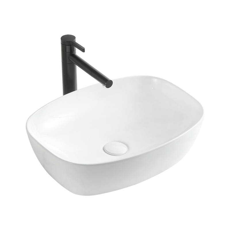 Solid Surface Wash Basin Sink Rectangular White Ceramic Countertop Sink Bathroom Basin