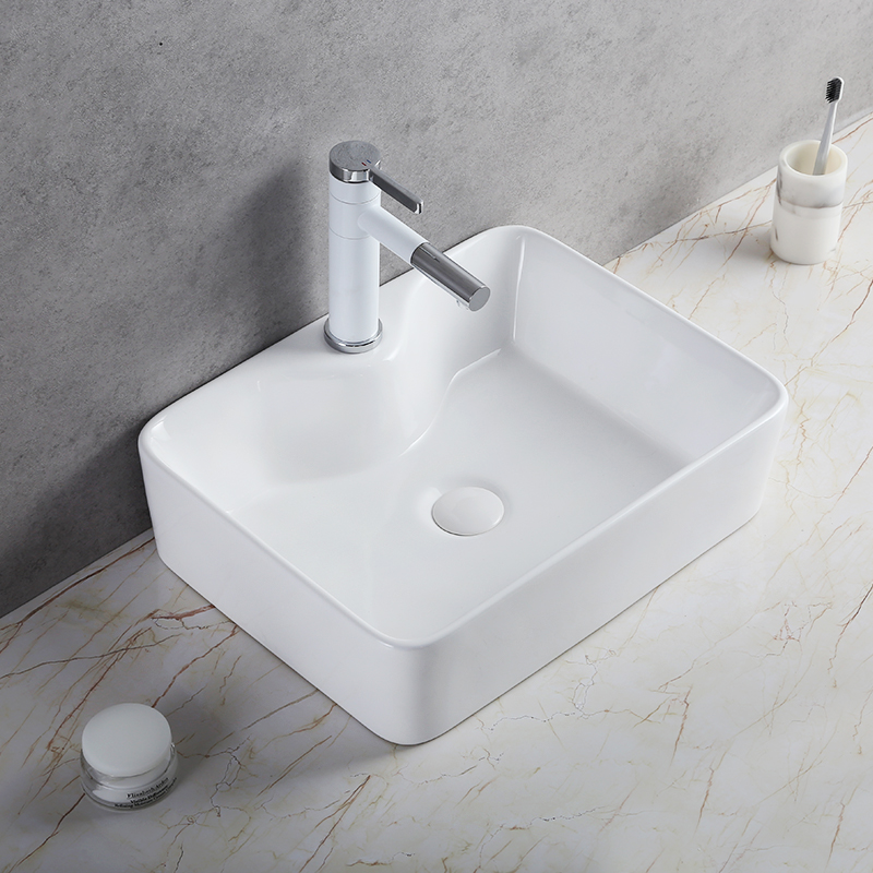 ANYI Hot Sale Ceramic Sink Bathroom Dining Rectangular Countertop Wash Basin Sink