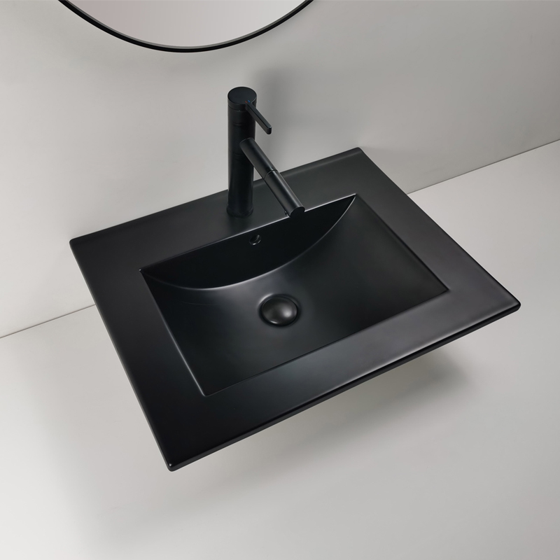 Stylish ceramic thin edge basin matte color Waschbecken im Badezimmer bathroom cabinet basin table top vanity