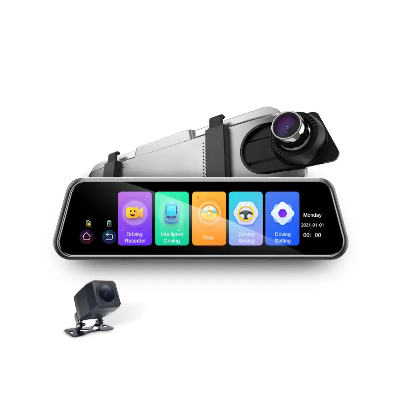 Aoedi AD819 10 Inch Touch Screen Stream Media 1080P Mirror Dash Cam Front and Rear Car Camera Full HD Car DVR Dashcam