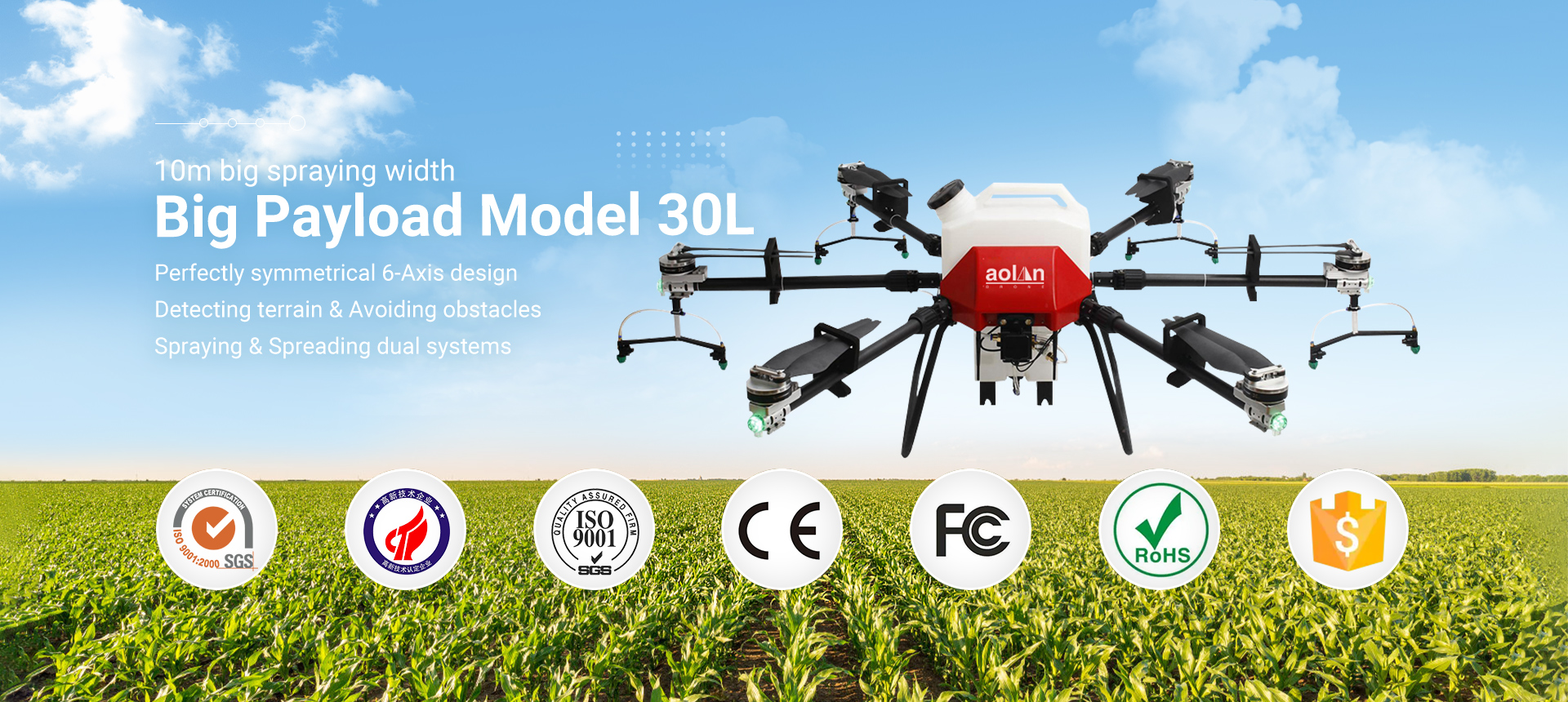 Agricultura Drone, Crop Drone, Drone Power Sprayer - Aolan
