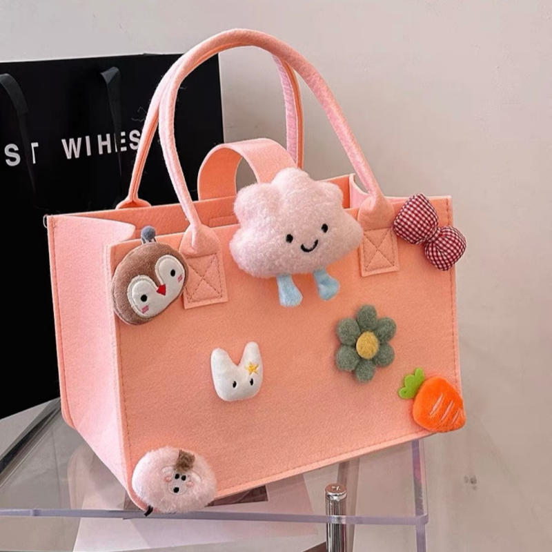 Felt small tote bag Cute Cartoon shopping handbag