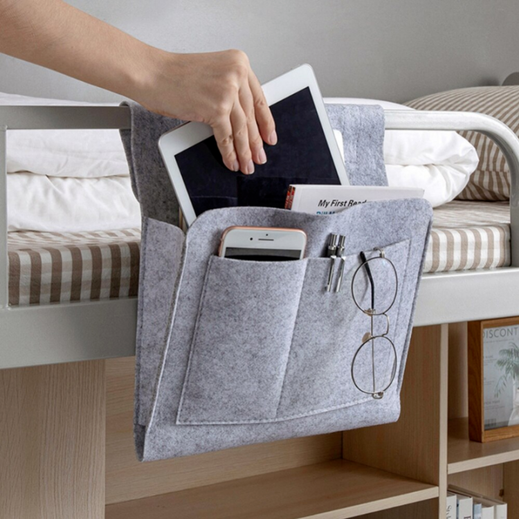 Felt Bedside Hanging Bag Storage Organizer Bed Holder Pocket Caddy Bed Sofa Desk