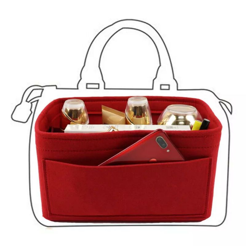 women's purse multi-size felt cosmetic insert tote bag/handbags organizer