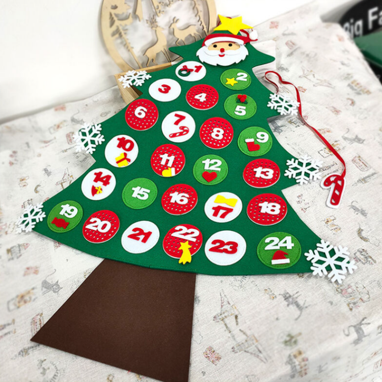 Felt Christmas Tree, DIY Christmas Tree Advent Calendar Cloth wall decoration for kids