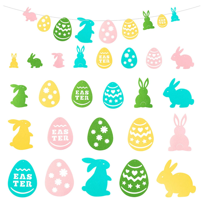 Customized 25pcs Easter Felt Pendant Egg Bunny Easter Hanging Decorations