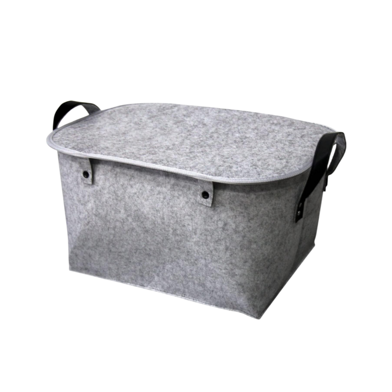 Foldable Felt Storage Basket Large Fabric Collapsible Storage Bins with Lid/Handles