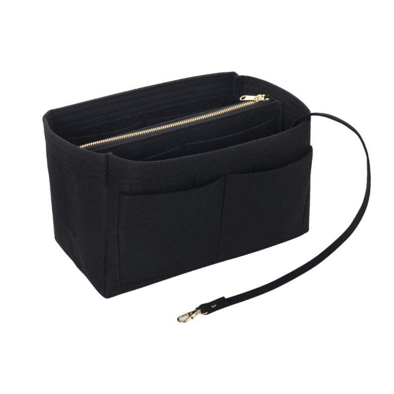 Purse Organizer Insert for Handbags, Premium Felt Organizer with Zipper Pocket