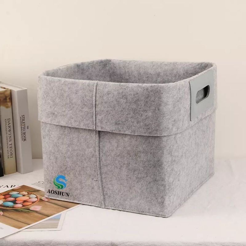 Modern Felt Storage Basket / Minimalist grey Foldable Storage Box