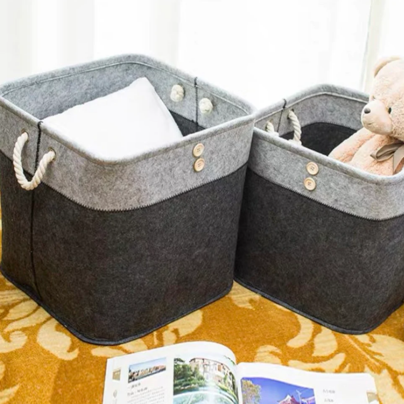 Premium Felt Storage Basket Toy Hamper Laundry Bag Shelf Box Organizer with handle