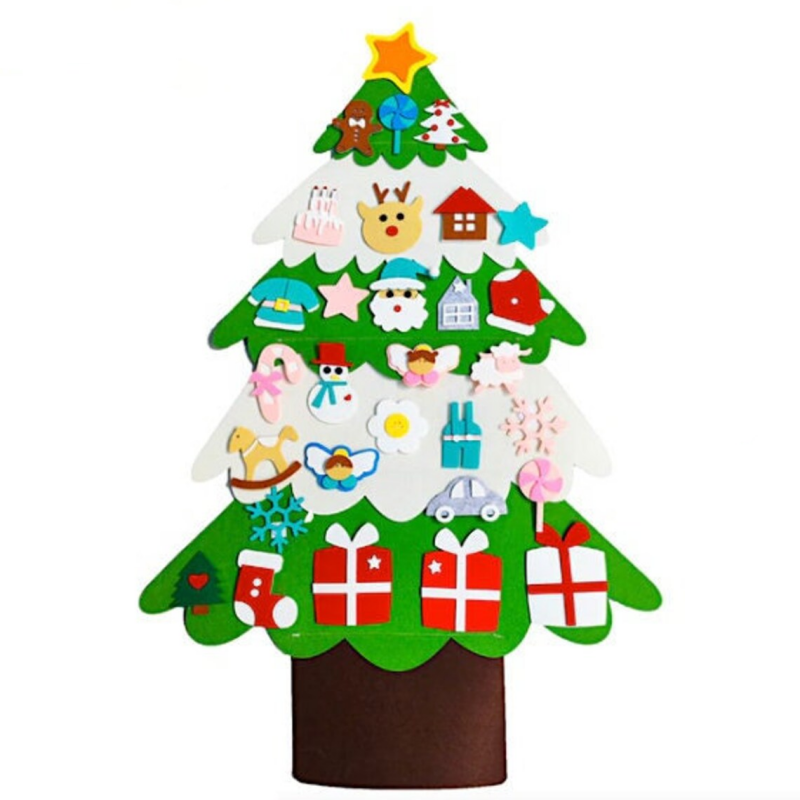 DIY Felt Christmas Tree For Kids Felt Toddler Christmas Toy With String Lights Creative Christmas Gift