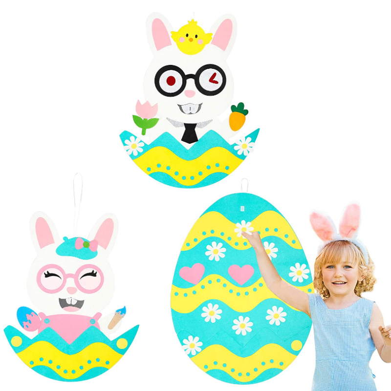 Easter DIY Felt Bunny Egg Set with 3 Style Modes 42 Detachable Ornaments
