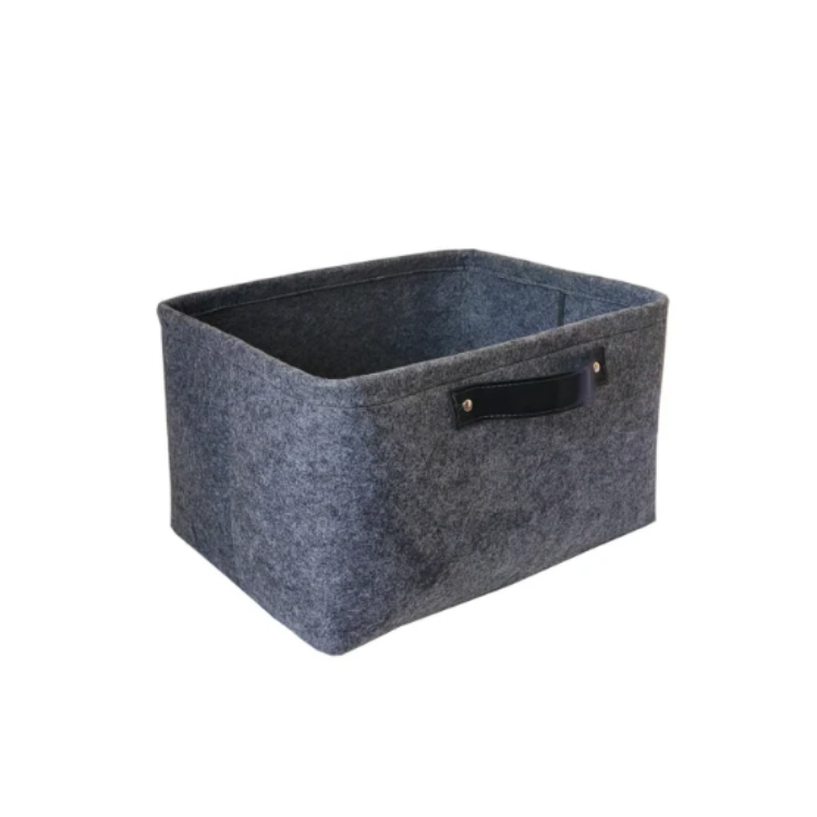 Dark Grey Felt Storage Basket Storage Bin Box Closet Storage Basket Organizer with handle