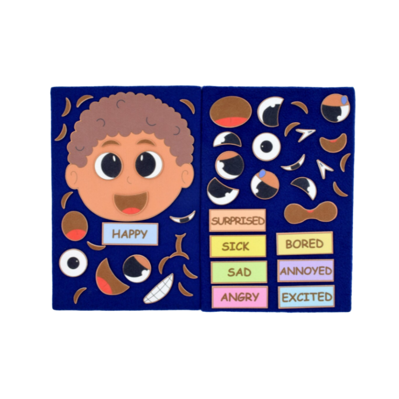 Emotions Activity for Boy - Felt Board Set / Quiet Book / Kindergarten game toy