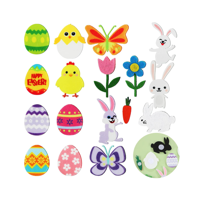 17 Pieces Easter Icons for Felt Letter Board Decoration Easter Felt Board Decor Accessories