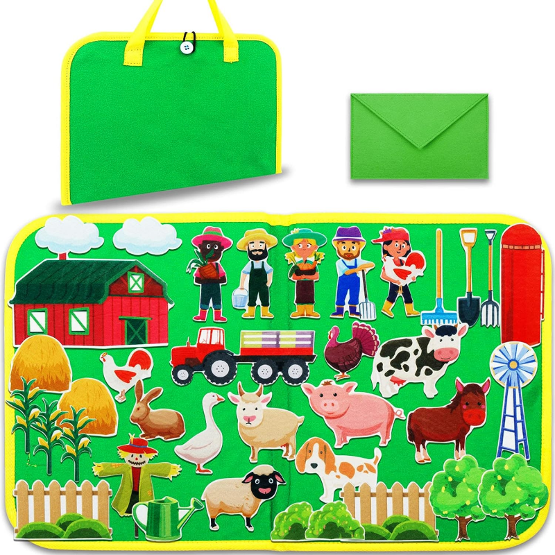 Craftstory Travel Felt Board for Toddlers Farm Animals Toys Preschool Learning Activities 37 Pieces Sensory Toys