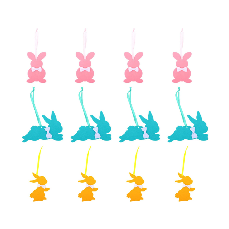 Easter Felt Bunny Hanging Ornaments Sign Banner Colorful Felt Rabbit Tree Decoration
