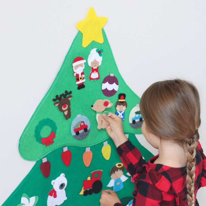Kids Wall Hanging Decorations Xmas DIY Felt Christmas Tree Set felt christmas tree advent calendar