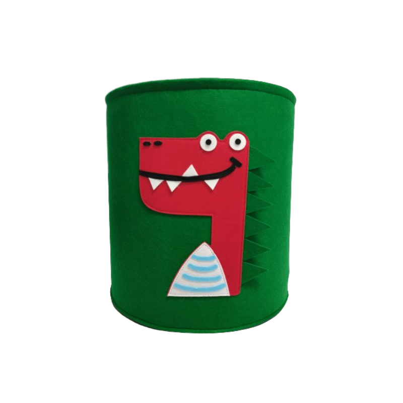 Green Dinosaur Felt Durable Organizer Kids Clothes/Toy Laundry Storage Cartoon Basket
