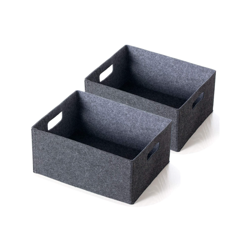 Foldable felt non woven storage basket dark grey for storage and store clothes