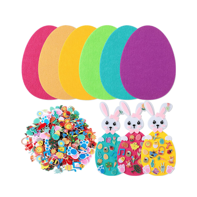 24 Pcs Easter Felt Crafts Easter Rabbit Eggs DIY Ornaments for Kids Easter Birthday Party