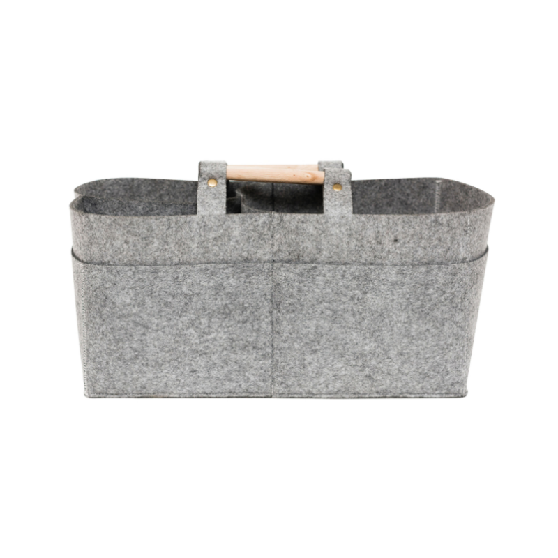 Recycled handmade grey storage bag basket with carry handle