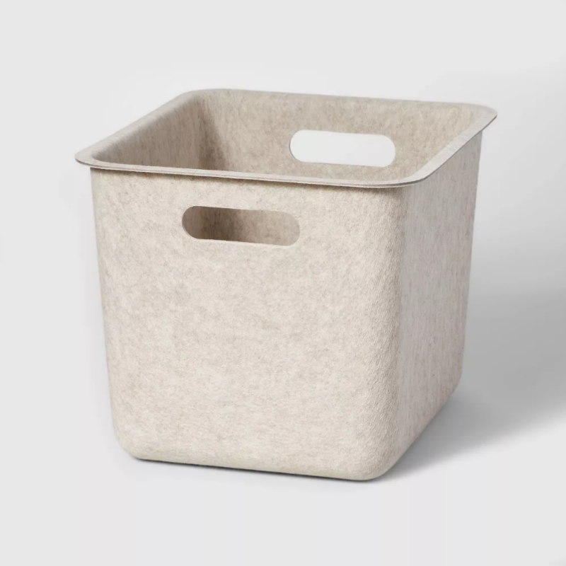 New design Integrated molding Felt Storage Bin Toy Basket Oatmeal