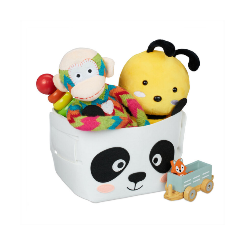 Panda Felt Storage Basket, Animal Motif, Children, Foldable storage bin box