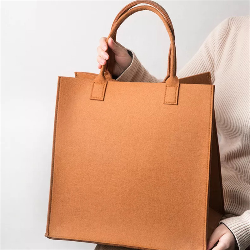 Handmade dot pattern tote women shoulder shopping bag felt handbag for women
