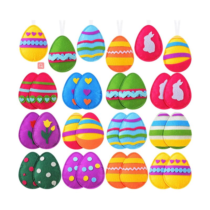 24 Pieces Easter Egg Ornaments Colorful Felt Eggs Easter Decorations for Tree Hanging Pedants