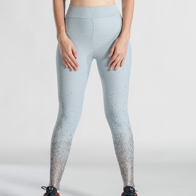 Wholesale women fashion sports leggings yoga pants with foil printing custom logo
