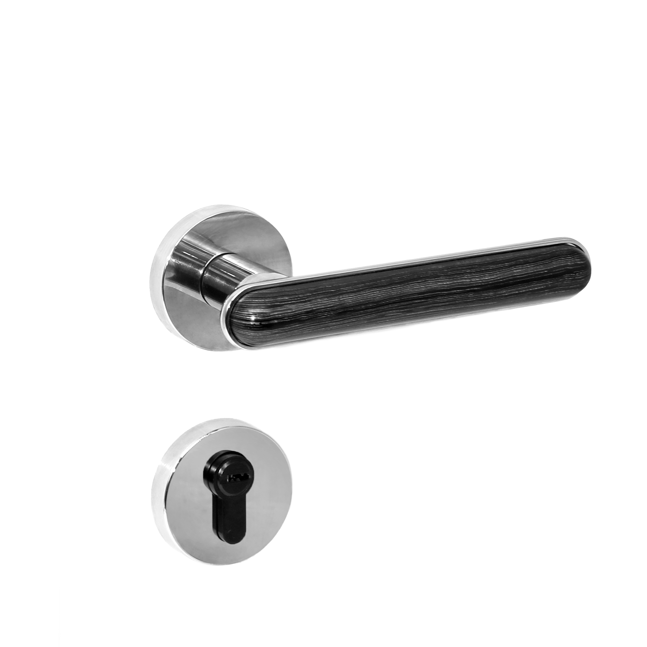  Modern High Quality Safe Lever Door Handle with Wooden Grain