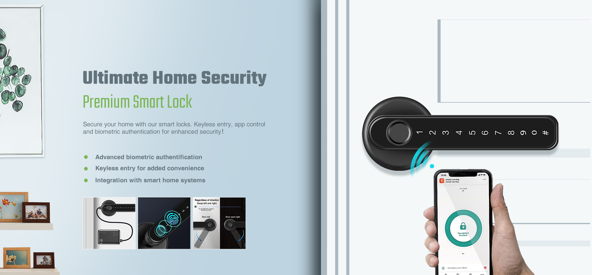 Automatic Door Lock, Digital Door Lock, Door Handle Lock  - Aulu