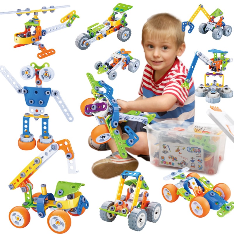 167PCS STEM 10 In 1 Models Flexible Building Toys Creative Plastic Screw and Nut Connecting 3D Puzzle Soft Blocks Play Toys For Children