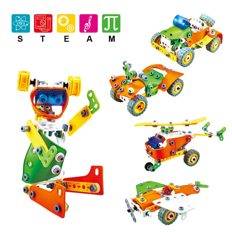 5 In 1 Screw Nut Assembly Toy Set Brinquedos Montados DIY Robot Aircraft Car Models Kids Plastic Building Blocks Education Toys