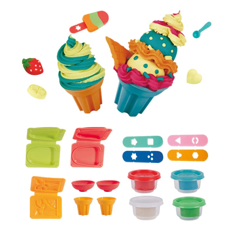 Children Creative DIY Plasticine Kit Kids Hand-on Ability Training Funny Color Clay Ice Cream Making Mold Dough Tool Toys