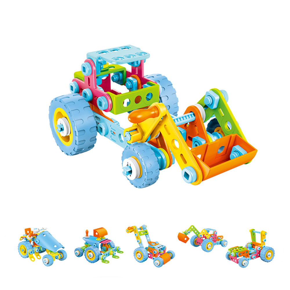 118pcs 6 Models In 1 STEM Toy Car Truck DIY Screw Construction Juguetes Block Building Toy Educational For Boys Girls